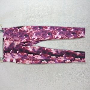 Yogasmoga Women's Pink Watercolor Athletic Yoga Pants‎ Leggings Size L
